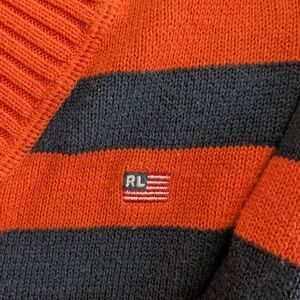 Vintage Ralph Lauren Y2K Striped Sweater Orange And Navy